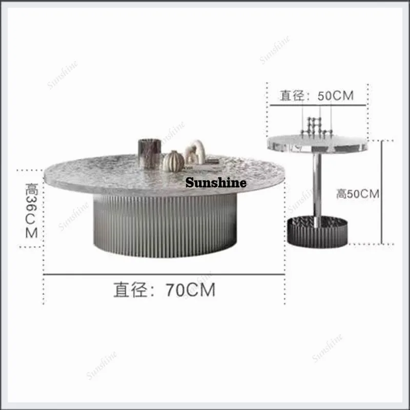 Exquisite small round crystal acrylic round coffee table living room home light luxury modern simplicity