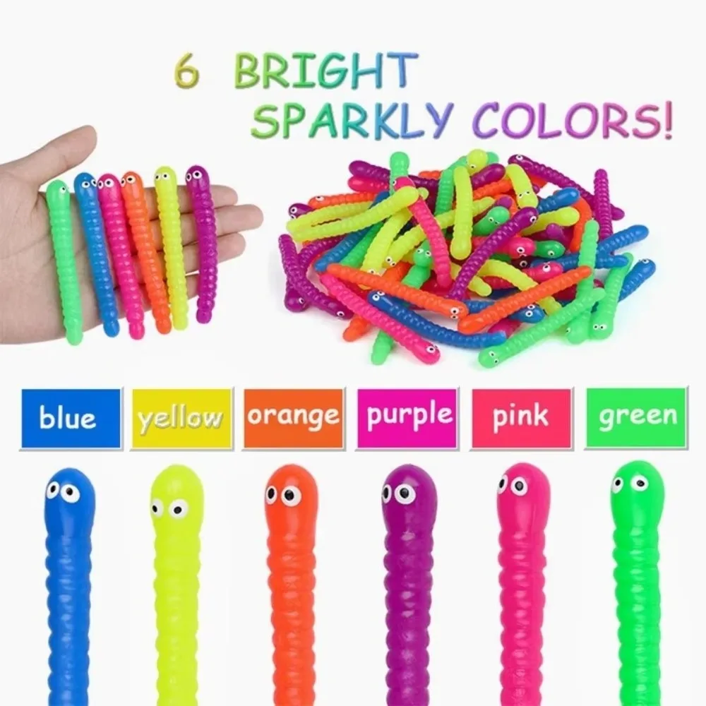 5/12Pcs Neue Bunte Raupen Zappeln Spielzeug Weiche Raupen Anti Stress Release Stretch String Squeeze Spielzeug Kinder
