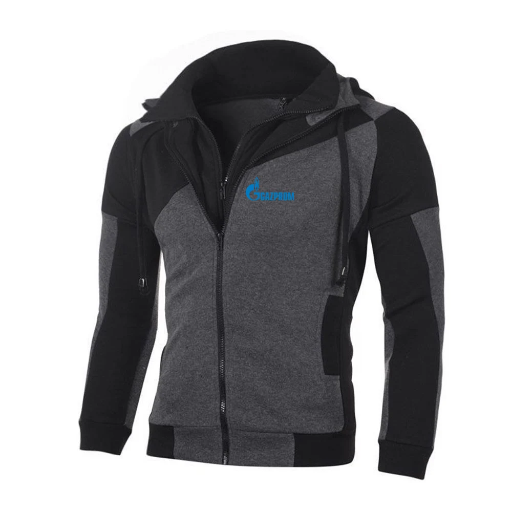 2023 New Men Russia Gazprom Leisure Hoodie Sweatshirt Outfits Spring Autumn Oversize Casual Color-Matching Slim Sweatshirt Top