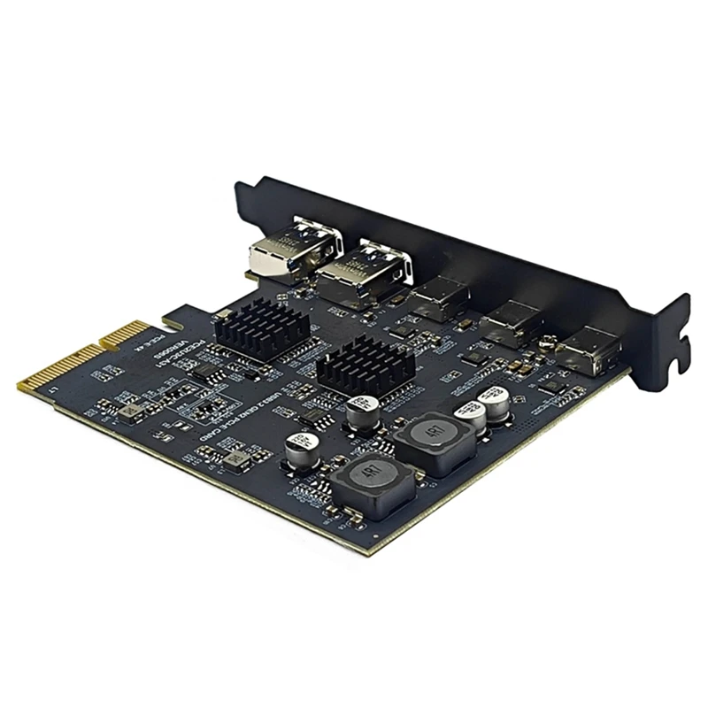 Pcie X4 Expansion Card With 3 Type-C + 2 USB3.2 Gen2 Ports - ASM3142 + VL822 Chip, Delivering 10Gbps Speed