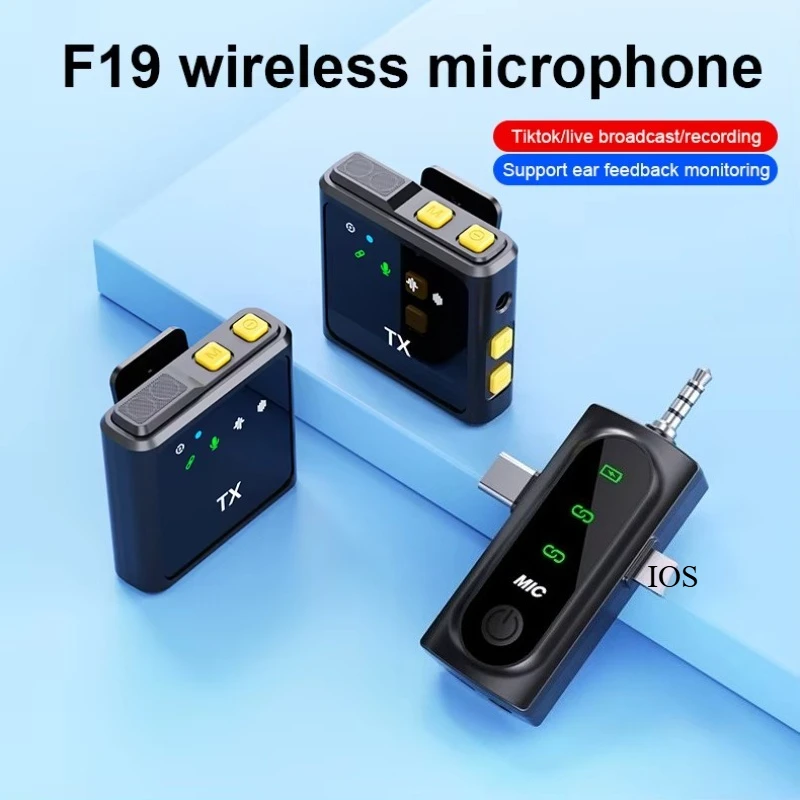 Micrófono de solapa inalámbrico 3 en 1, mini micrófono inalámbrico 2.4G con reducción de ruido para iPhone Android, grabación de audio, podcasts, transmisión en vivo 3