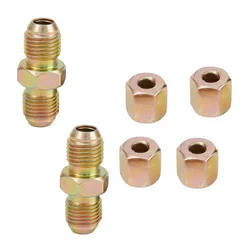 2pcs Cars Brake Pipes Connectors 10MMx1MM 2 Way Inline Males Female Nuts Brake Line Union Fittings For 3/16