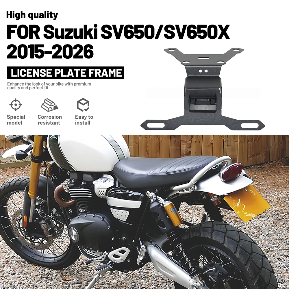 Motorbike For Suzuki SV650 2015-2026 SV650X 2015-2026 Rear Fender Registration Bracket License Plate Holder Frame with LED