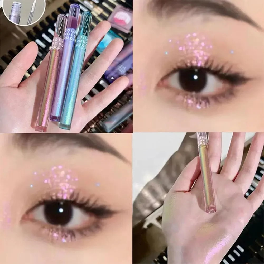 Paillettes caméléon maquillage pour les yeux, multichrome miroitant fard à barrage, anciers duochrome, stylo surligneur brillant, cosmétiques Shoous Party