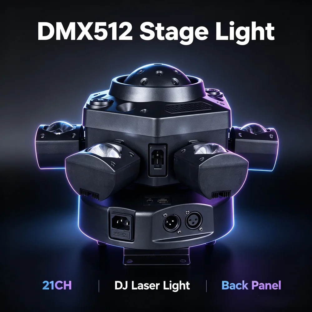 180W RGB Moving Head Stage Effect Light with DMX512 Sound Activation for DJ Disco Club Bar Wedding Party Concert