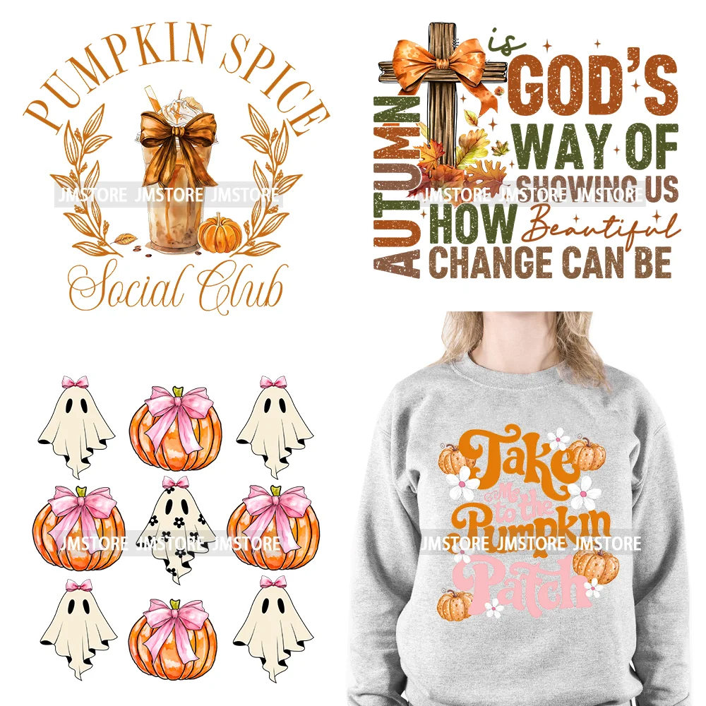 Coquette Farm Fresh Pumpkin Spice Season Fall Vibes Pumpkin Patch Girly DTF Iron On Transfer Sticker Ready To Press For Clothing