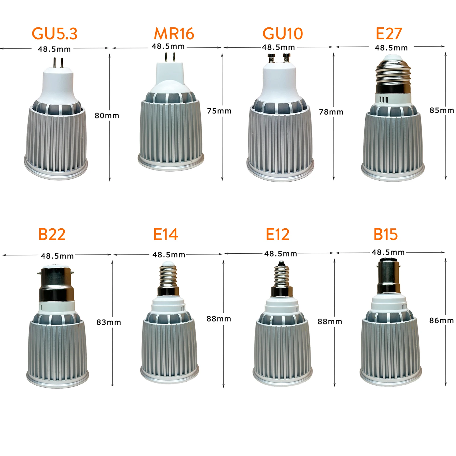 Dimmable LED Spotlight GU10 MR16 GU5.3 E27 E14 E12 B22 B15 LED Light Bulb 12W Spot Lamp Replaced Halogen 220V 240V DC 12V 24V