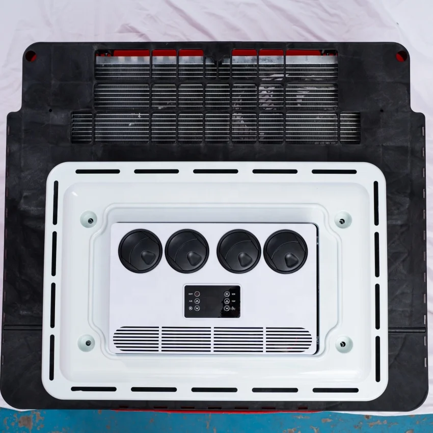 مراوح مزدوجة فان تكييف السقف 12 فولت على السطح شاحنة المقصورة التيار المتناوب الكهربائية 24 فولت مكيف هواء وقوف السيارات #4