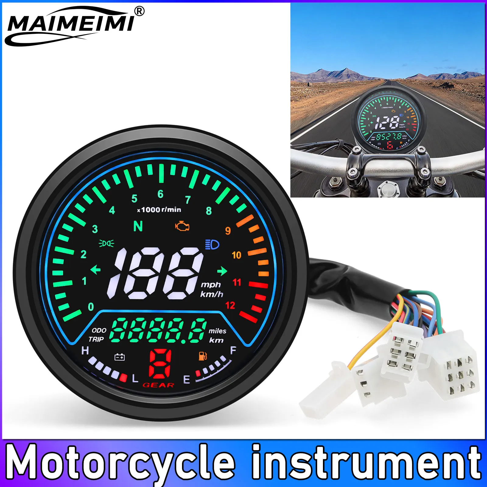 

Мотоцикл 12 В светодиодный ЖК-цифровой одометр спидометр ODO TRIP тахометр датчик уровня топлива напряжение с сигнализацией для Honda для Yamaha