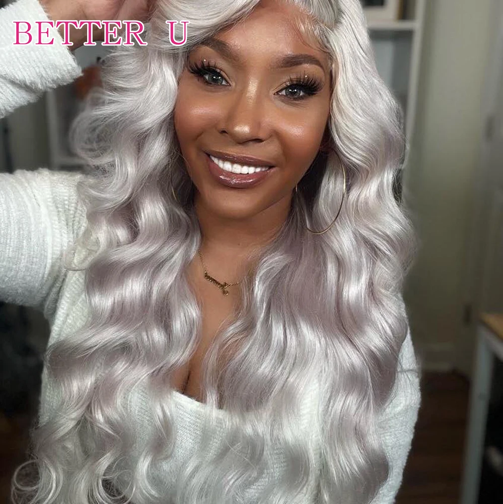 

13X6 HD Transparent Platinum Ash Blonde Colored Lace Front Wig Pre Plucked 13X4 #60 White Lace Frontal Wigs For Women Human Hair