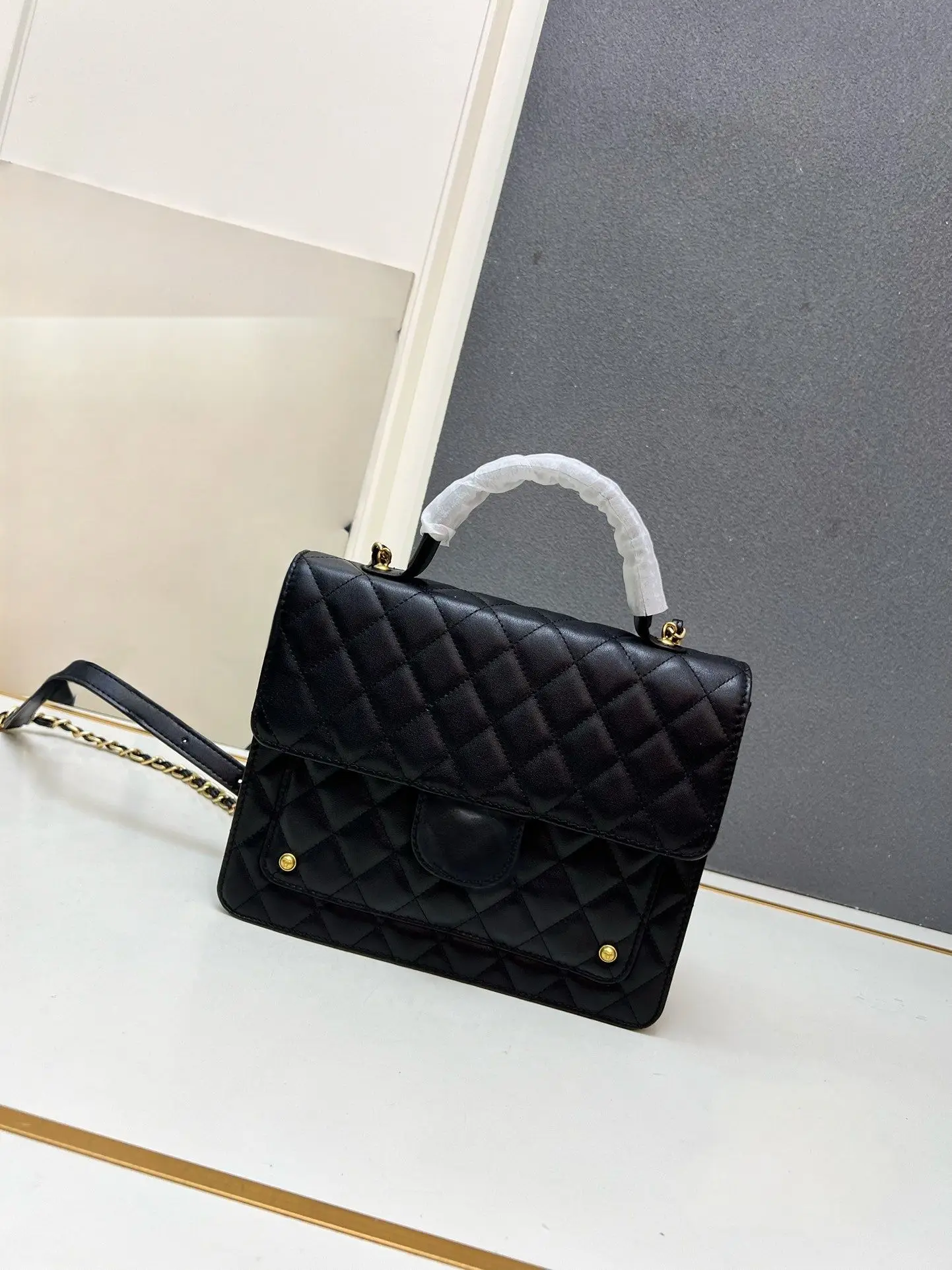 

Fashionable Chain Link Ladies Handbag New Style Simple Versatile Single Shoulder Crossbody Bag Diamond Pattern Leather Material