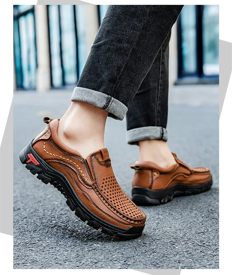 2026 Neue Herrenschuhe Echtleder Herren Slipper Hochwertige Atmungsaktive Herren Freizeitschuhe Outdoor Herren Sneakers Große Größe 48 – Detail 8