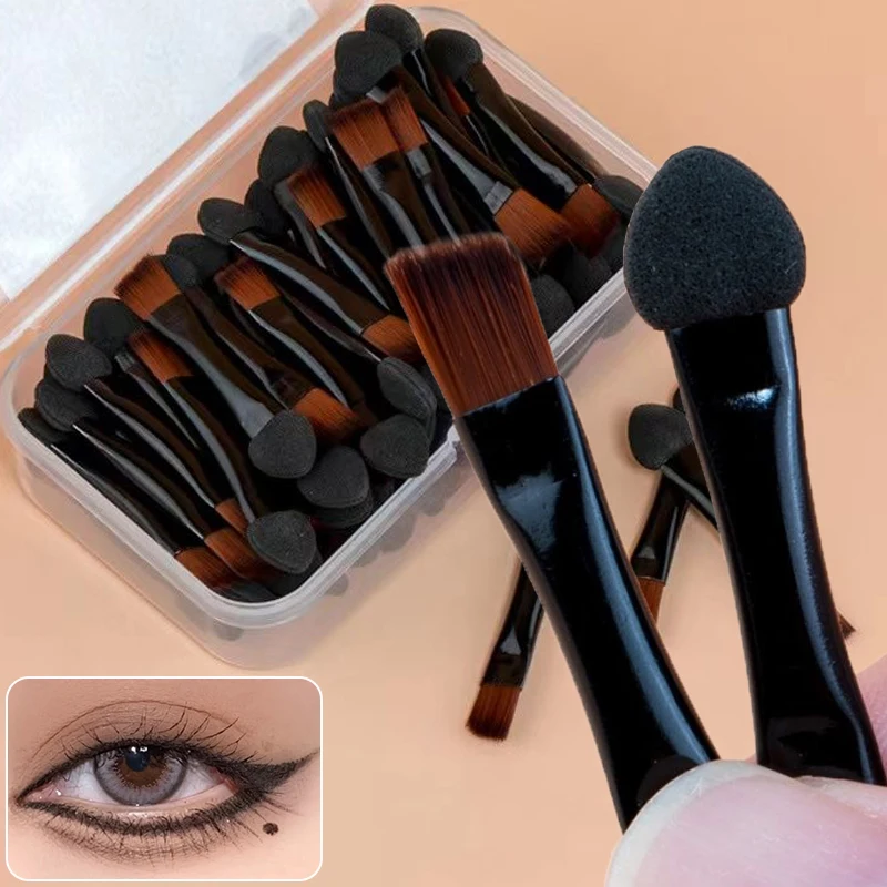 5-100 Stuks Mini Spons Hoofd Oogschaduw Borstels Applicator Dual Purpose Make Up Cosmetische Dual Ended Wenkbrauw Eyeliner borstel Gereedschap