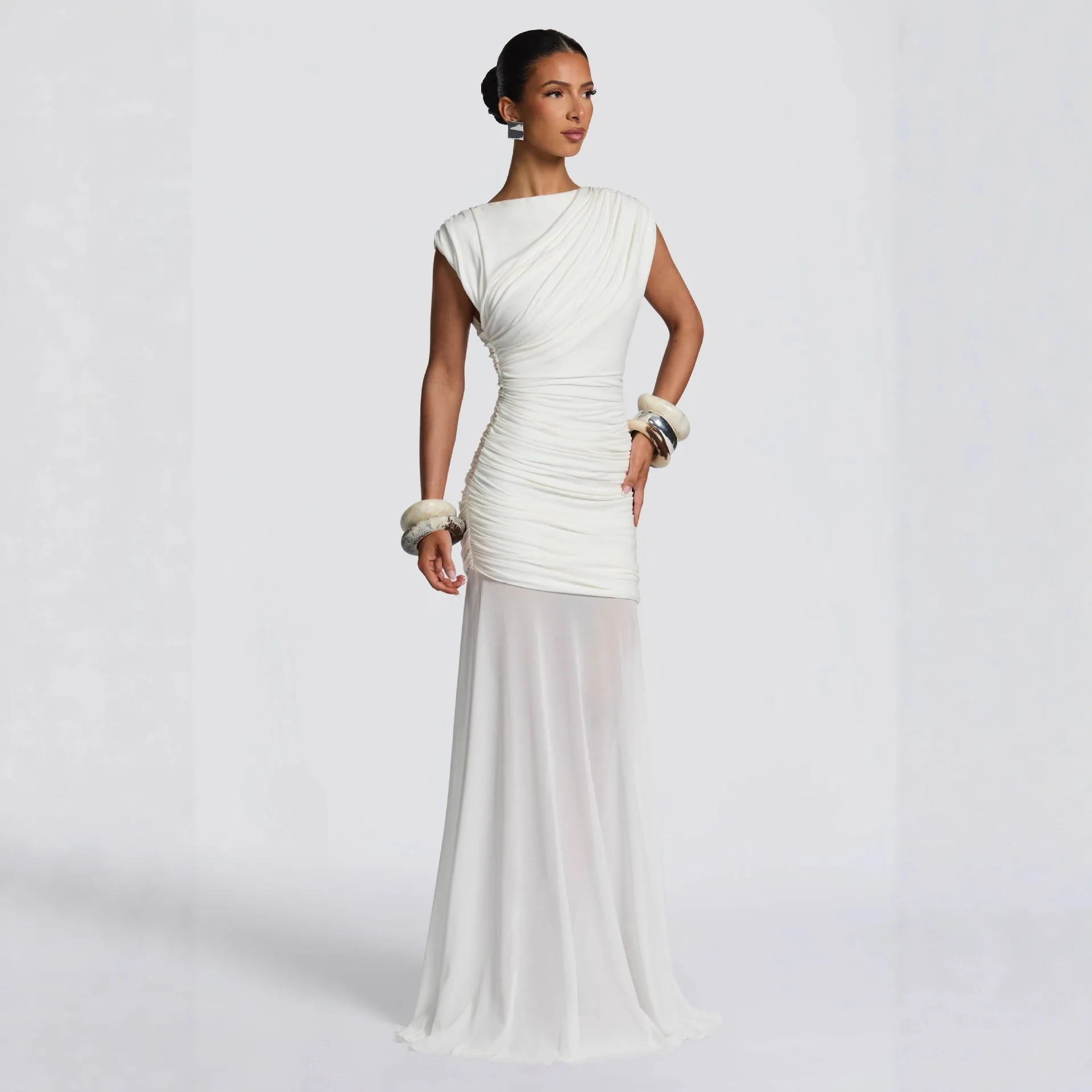 French temperament satin dress women's summer design pure desire fashion trend waist cinching slimming hip hugging long skirt