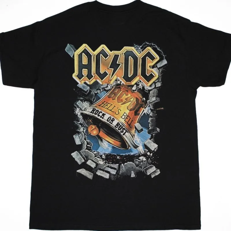 

ACDC HELLS BELLS ROCK OR BUST T-Shirt Men Women Short Sleeve American Retro Band Tops Y2k T-shirt Oversize Tees Men Streetwear