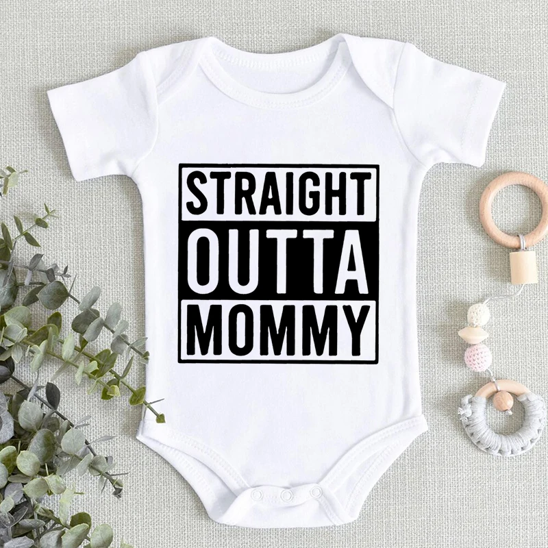 Straight Outta Mommy Funny Print Newborn Bodysuits Creative Fashion Autumn Cotton Infant Romper Short Sleeve Boy Girl Jumpsuits