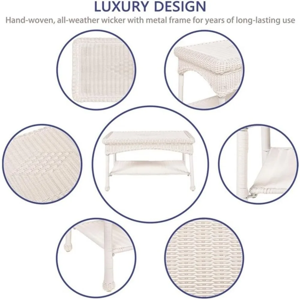 table basse d'extérieur contemporaine en osier blanc