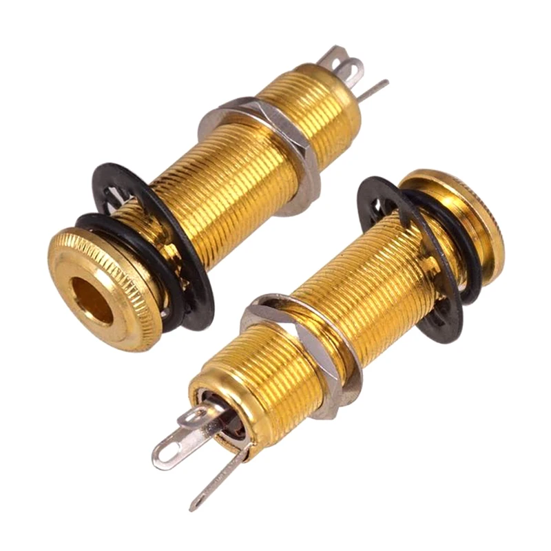 Electric Guitar Bass Parts 6.35mm Stereo Output Input 1/4 Inch Jack Socket Plug Brass Straight Ribbed Tube Style Jack Anti-noisy