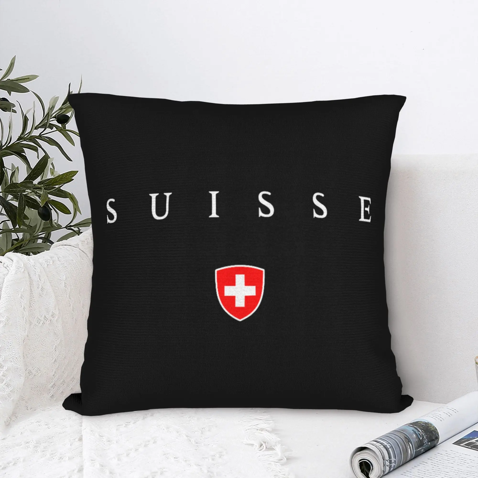 Printed Switzerland Suisse Flag Pillowcase Fabric Cushion Cover Decorations Europe Souvenir Pillow Case Cover Home Zipper