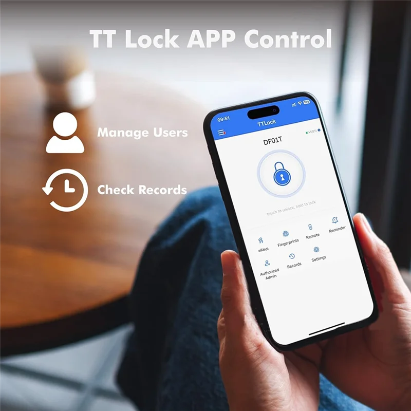 LBER Smart Fingerprint Recognition Door Lock, Smart Deadbolt Lock With App Counting, Biometric Door Lock, Automatic Lock