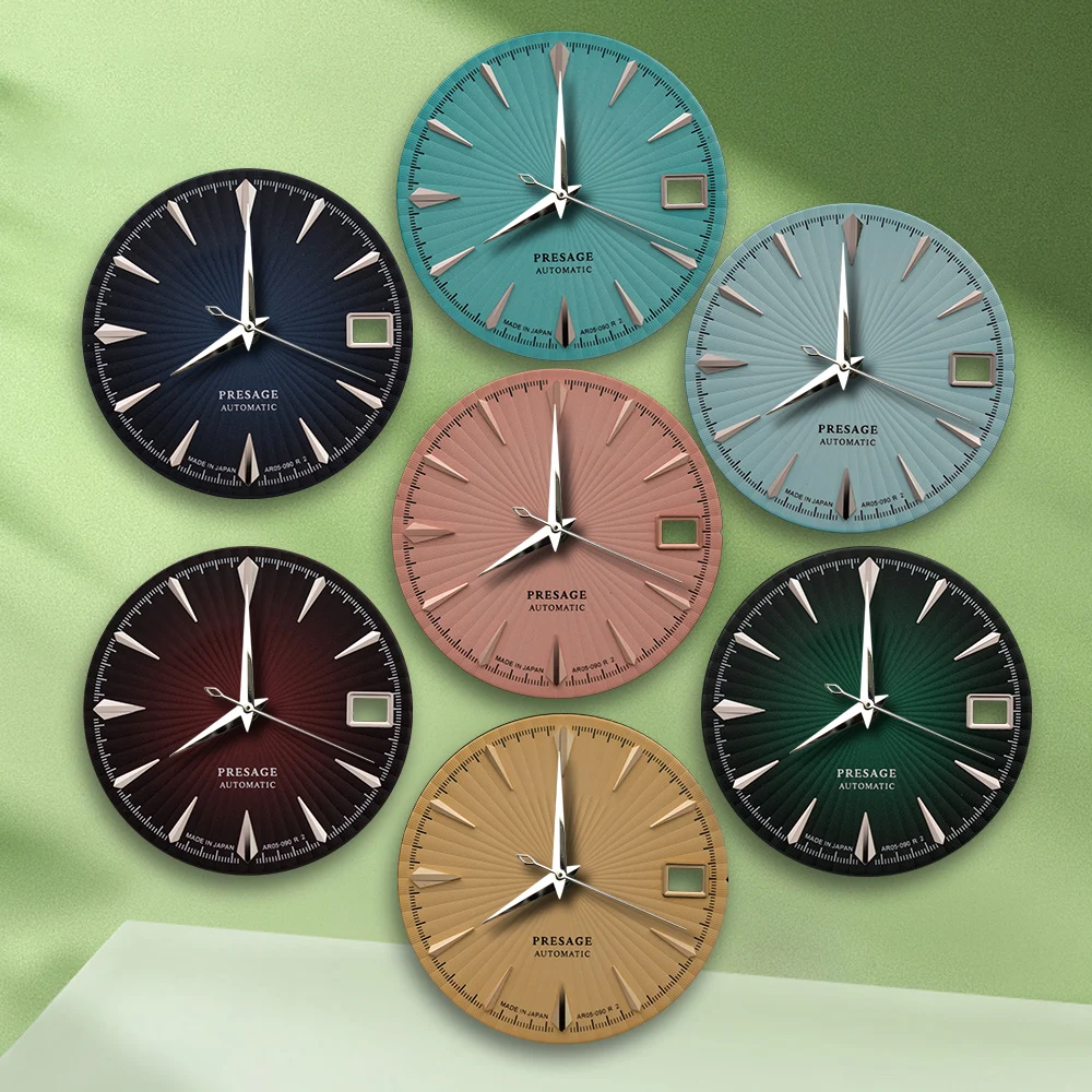 Orologio in argento con quadrante cocktail nero NH35 con logo S da 28,5 mm, senza lancette, adatto per accessori per la modifica dell'orologio con movimento NH36