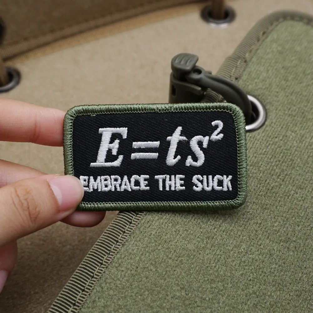 E=TS EMBRACE THE SUCK,High quality embroidery patches,Tags and badges with hooks ,for clothing ,hats and backpacks