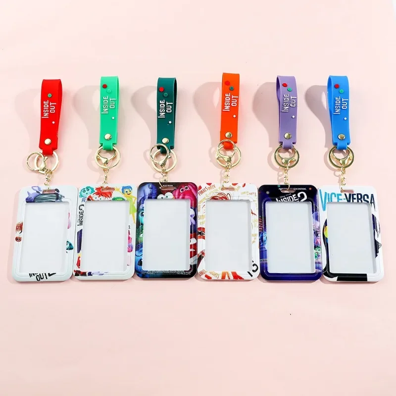 New Disney Anime Inside Out 2 Card Holder Cartoon Joy Anxiety Fear Embarrassment Keychain Men’s and Women’s Pendant for Kids