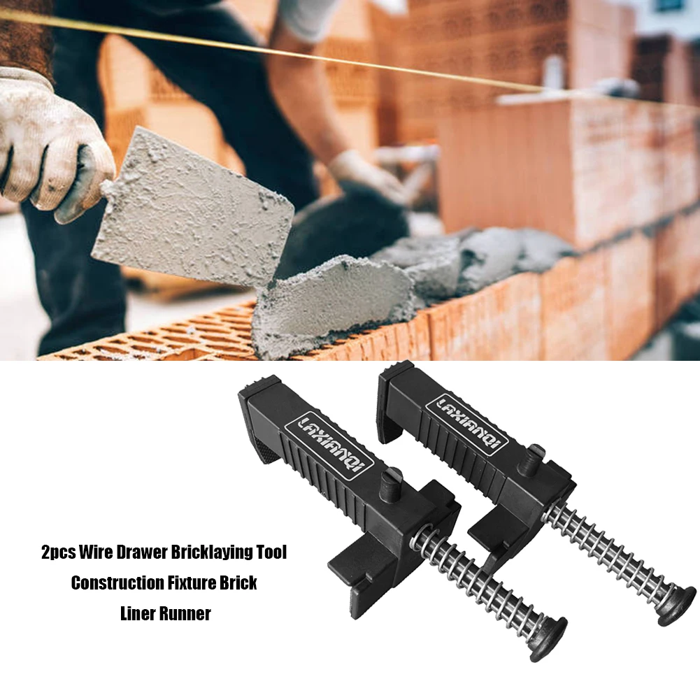 2 Pcs Wire Drawer Bricklaying Tool Liner Wall Builder Brick Line Clips Line Runners For Building Fixer Construction Fixture