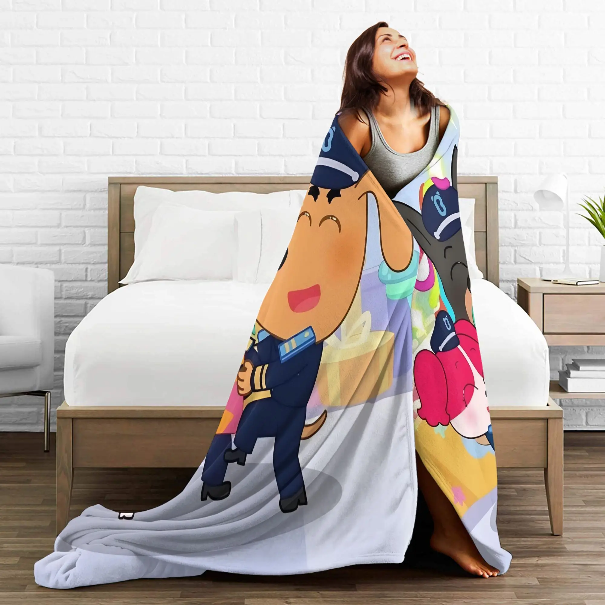 Warm Soft BlanketGirls Boys Picnic Sheriffs Labradors Throw Blanket  Flannel Bedspread For Bedroom Graphic Sofa Bed Cover view 4