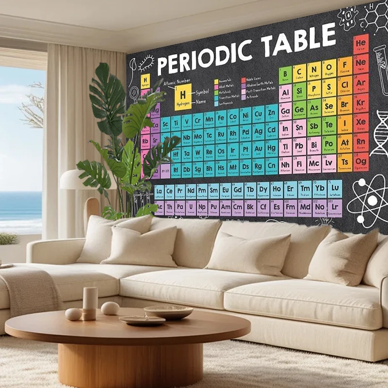 1PC Digital Print Tapestry Wall Hanging, Periodic Table Elements Vintage Style, Science Chemistry Retro Educational Wall Decor - view 6