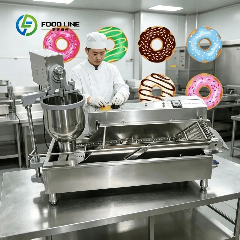 custom continuous donut production machine doughnut frying unit precise batter feeding for chain pastry shop food prep counter