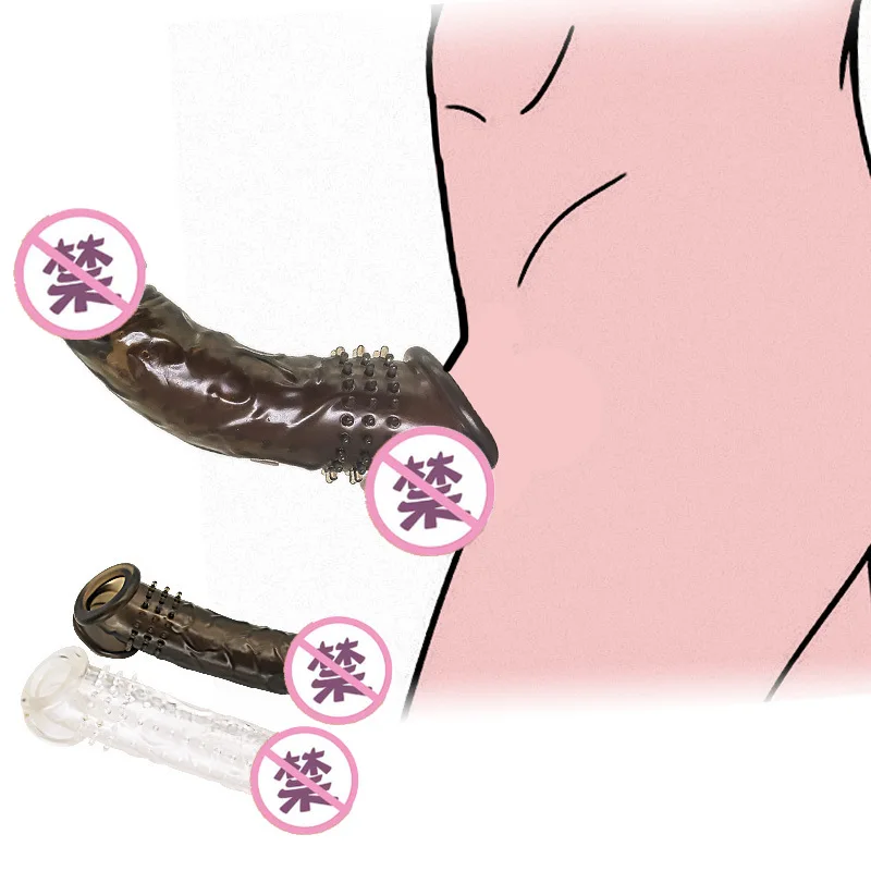 Reusable Penis Extender Cock Rings Delay Ejaculation Penis Condoms Dick Sleeve Silicone Glans Cover Enlargement Sex Toy For Men