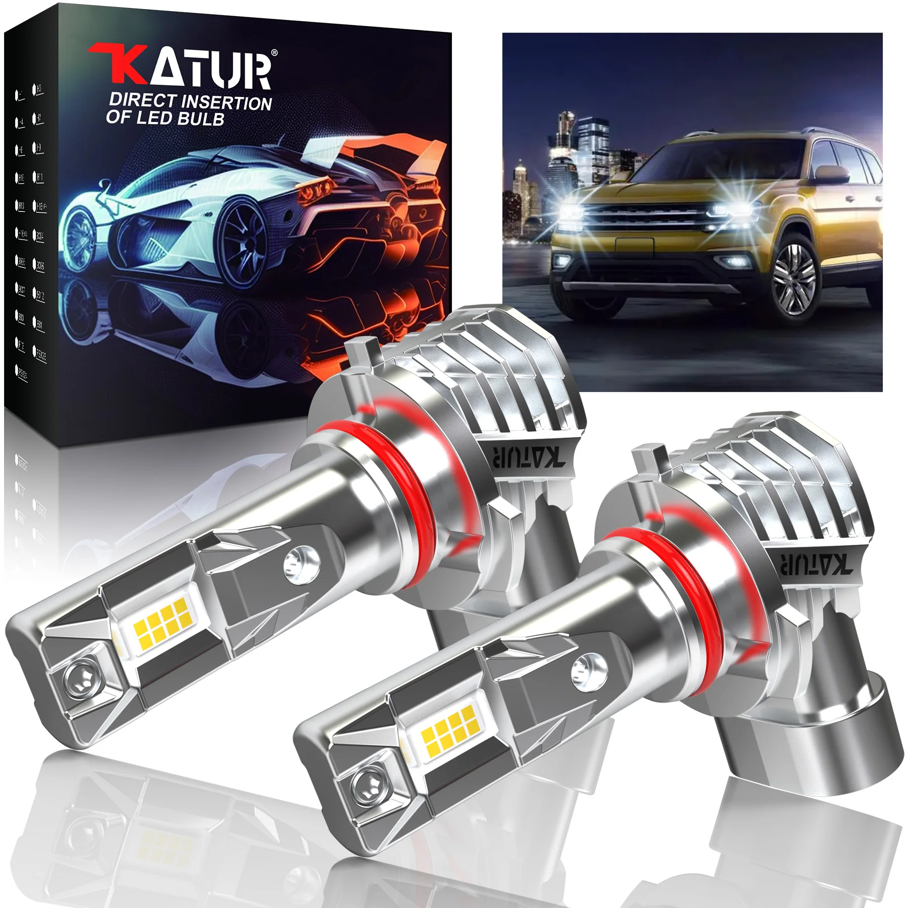 Katur 2pcs 9005 Led Car Headlight Bulb Day Running Lamp 6000K White High Power DC 12V Fanless For Mitsubishi Outlander Lancer