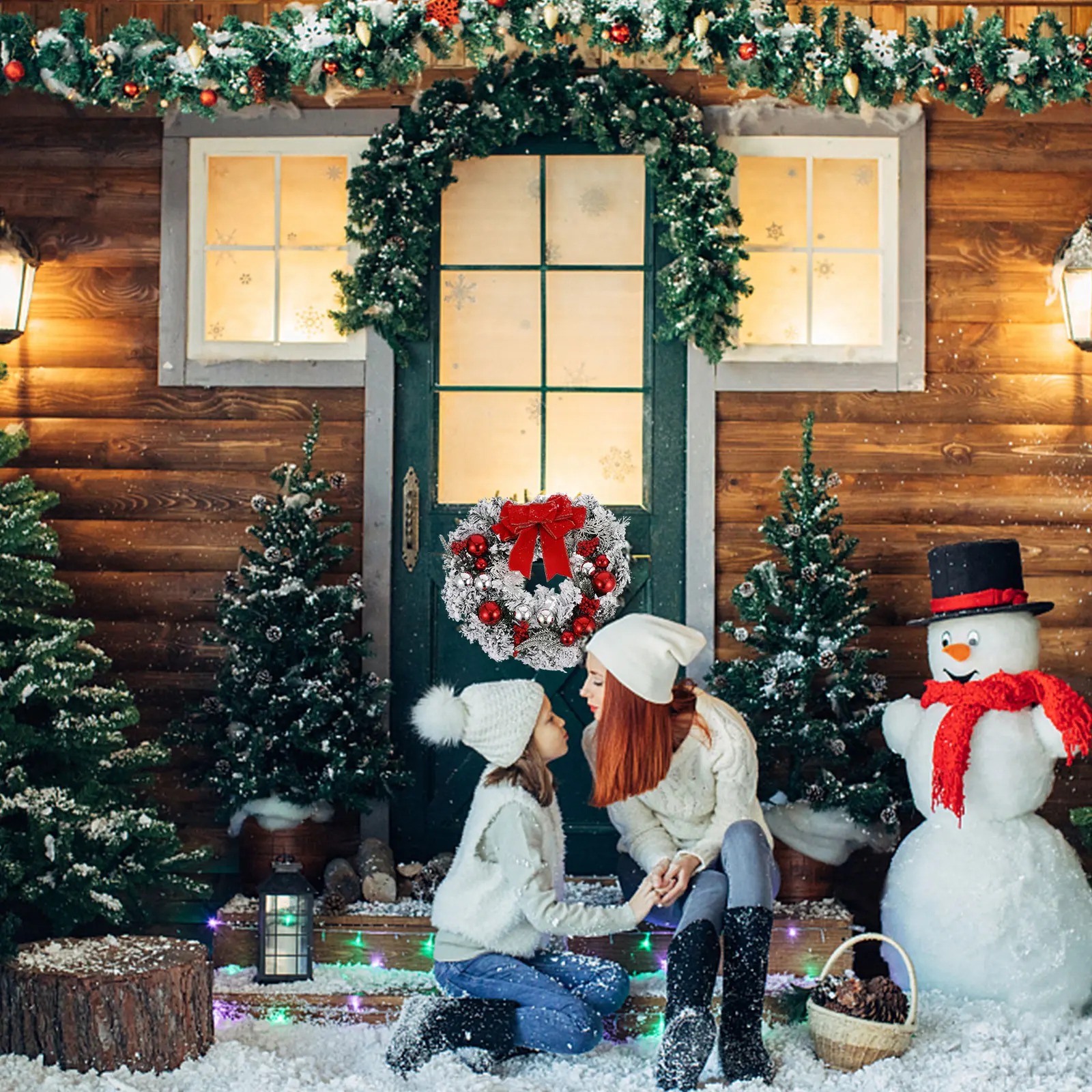 

1Pcs Xmas Wreath Pendant Unique Wreath Decoration Fine Craftsmanship Indoor Outdoor Use Never Fading Beautiful Elegant Holiday