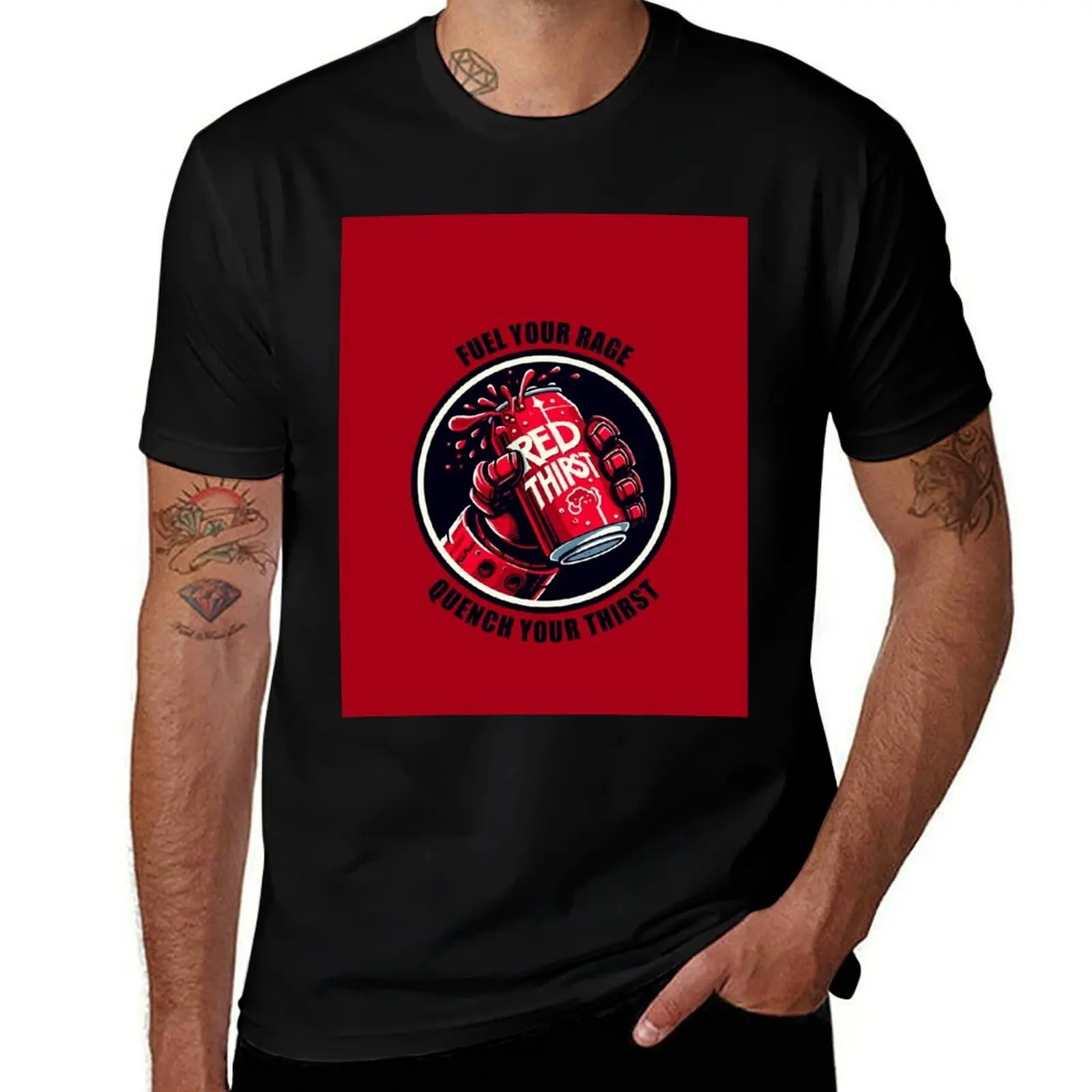 Red Thirst Energy Drink T-Shirt Athletic Quick Dry for Men T-Shirt
