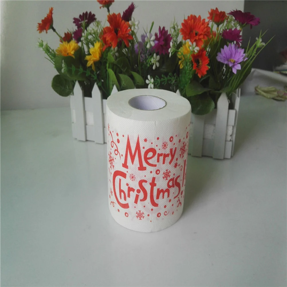 

2-слойная ткань WoodPulp MerryChristmasPrint Soft HomeCafeShopРесторан Экологичная невыцветающая рулонная бумажная салфетка для стола