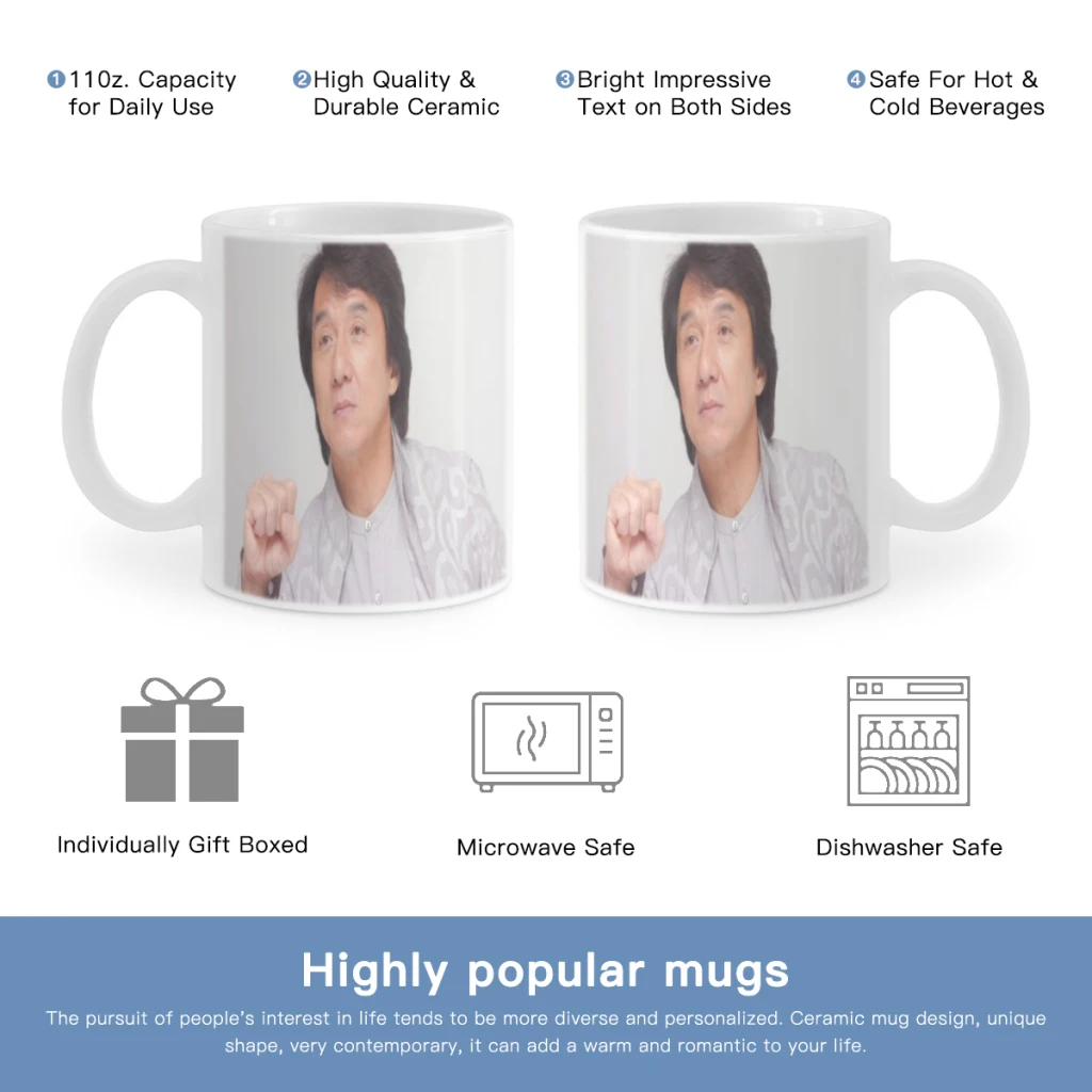 Chinese Martial Arts Master Jackie Chan Free shipping Ceramic Cup Coffee Oatmeal Breakfast Cup Creative Personality Mug