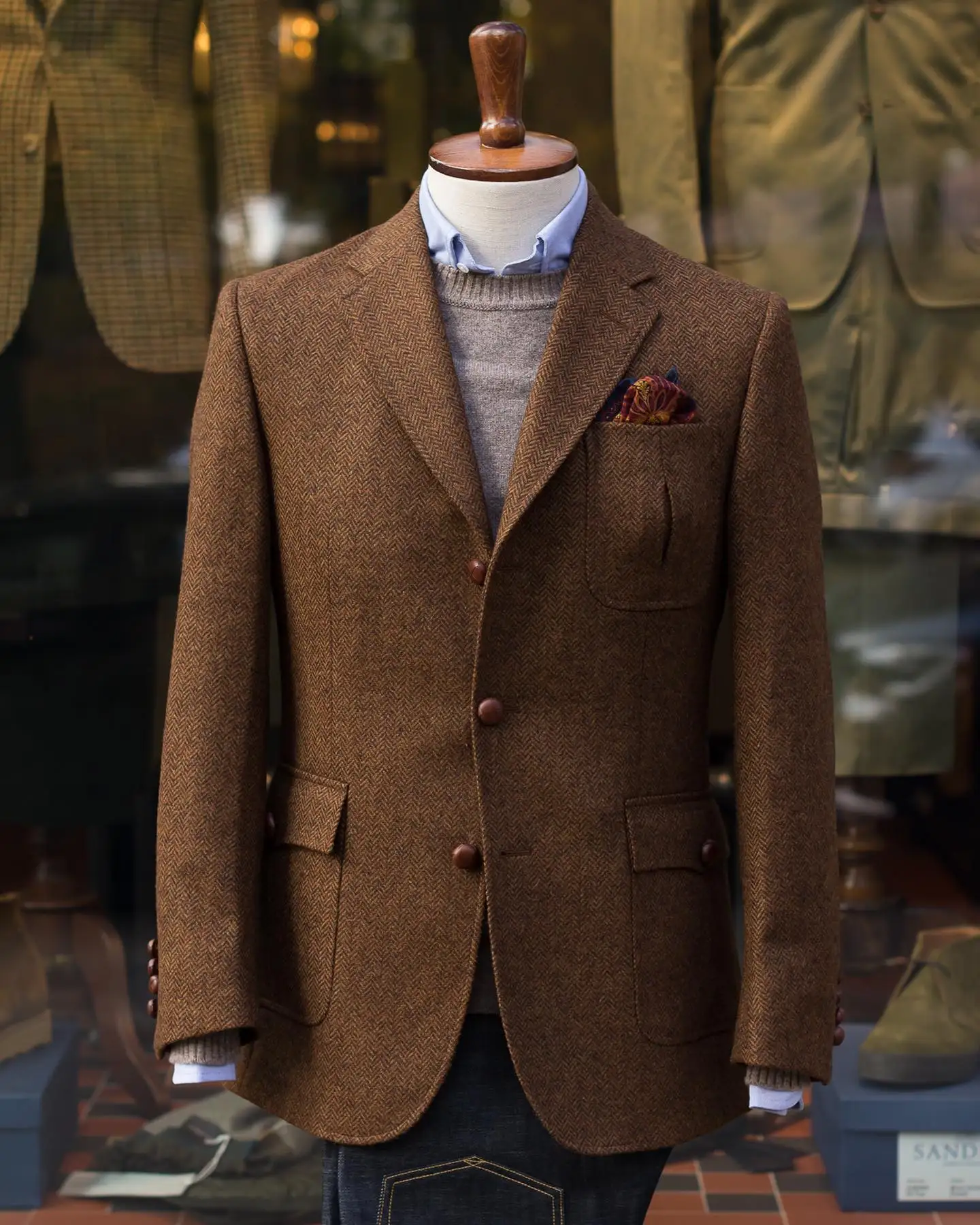 1 Pcs Herringbone Men Blazer Fashion Notched Lapel Single Breasted Slim Fit Formal Business Coat Customized Daily Casual Jacket