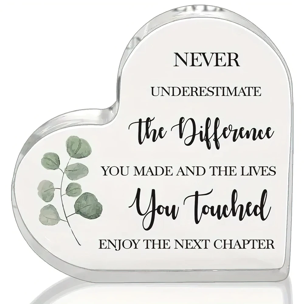 Inspirational Acrylic Heart Keepsake - Perfect Coworker, Boss, or Colleague Gift for Retirement, New Job, or Farewell - Design