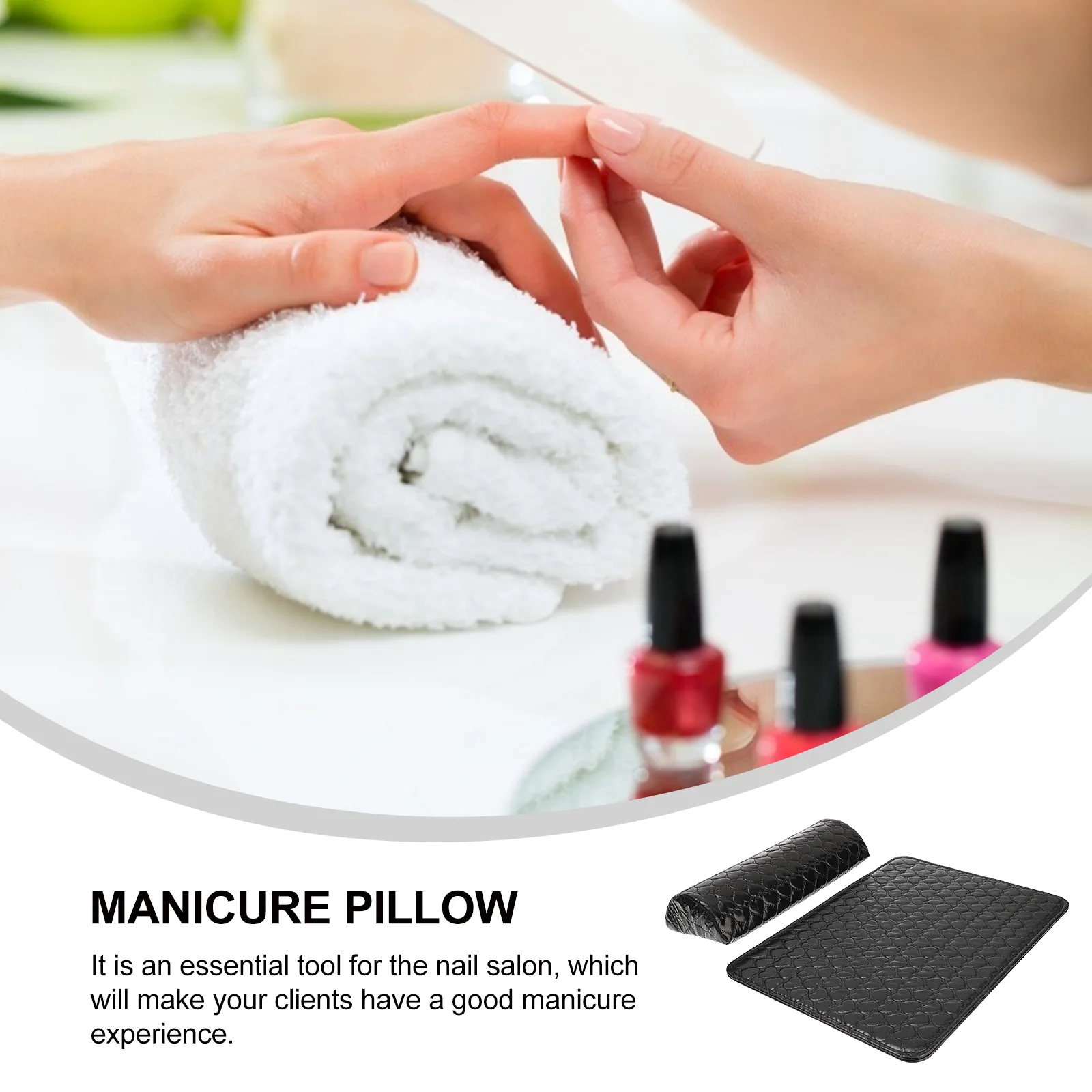 

1Set PU Nail Art Hand Rest Cushion Black Soft Comfortable Manicure Mat Table Protector Foldable Nail Art