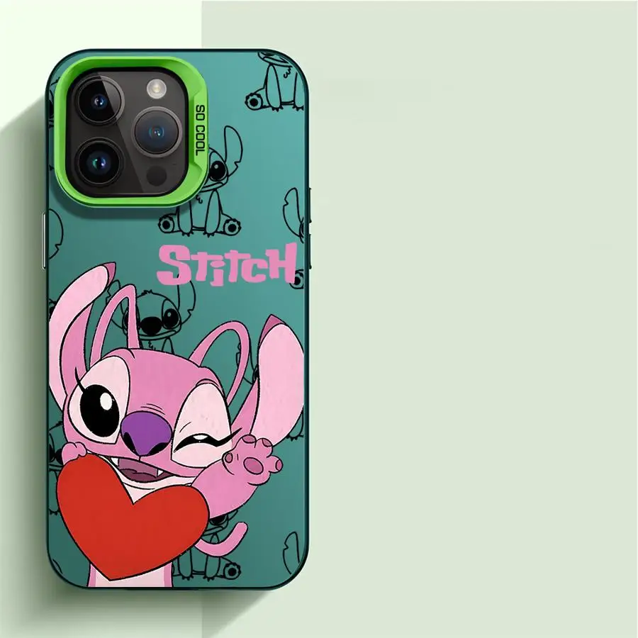 Disney Stitch Angle Lover Phone Case for Apple iPhone 16 11 Pro Max 15 Plus XS Max X 13 12 Pro XR 14 Pro Soft Cover Silicon