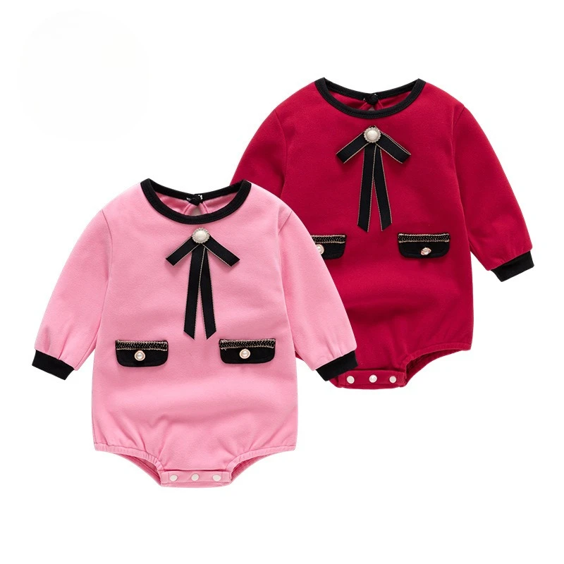 

ZOETOPKID Toddler Bodysuit Knitted Baby Girl Bow Rompers Cotton Winter Long Sleeve Newborn Boys Girls Outwear Jumpsuits