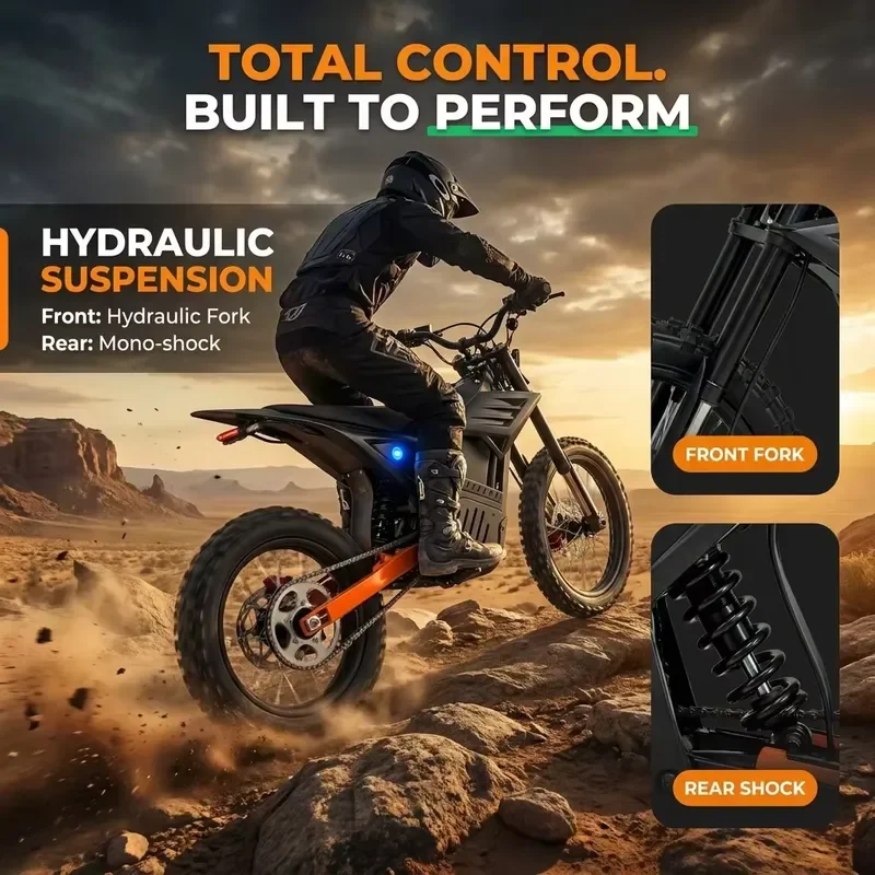 STROVAN US Stock Fast Delivery 72V 2000W QS Brushless Motor 130kg Mountain Trail Adult Electric Dirt Bike 72v Electric Dirt