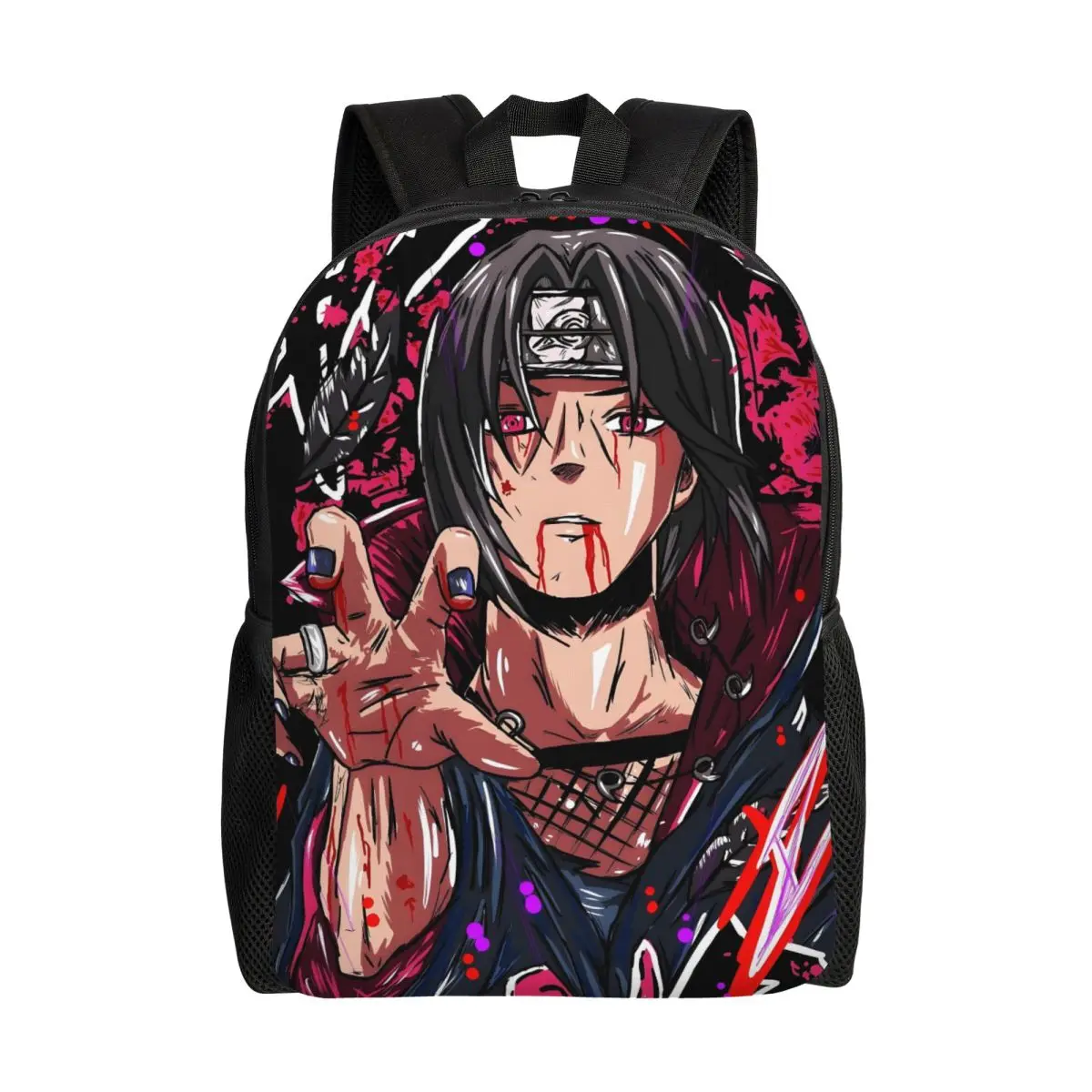 

Рюкзак с мультяшным принтом U-Uchihaes I-Itachies для женщин и мужчин, студентов колледжей и школ, сумка для книг, вмещает 15-дюймовый ноутбук, сумка в стиле манга