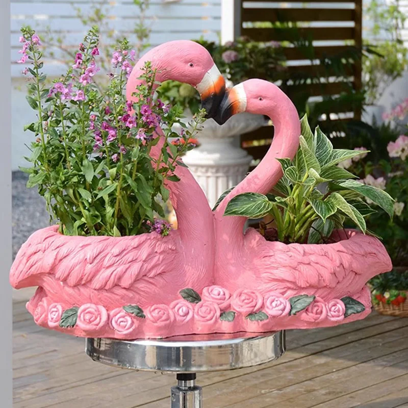 Imagem -03 - Potenciômetro Criativo do Flamingo Ornamento Animal Rosa para o Presente do Casamento Janela Exterior da Loja do Quintal do Jardim Decoração do Valentine