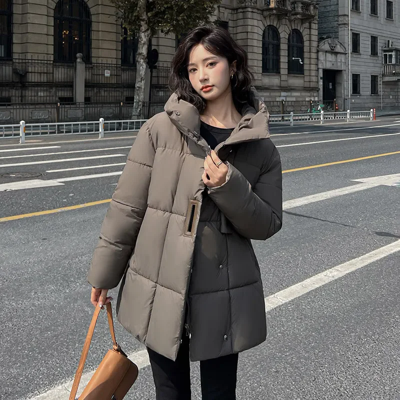 Winter Chic Hooded Down Cotton Puffer Parka Coats Women Loose Solid Thicken Warm Jacket Female New Fashion Zippers Outwear 2024
