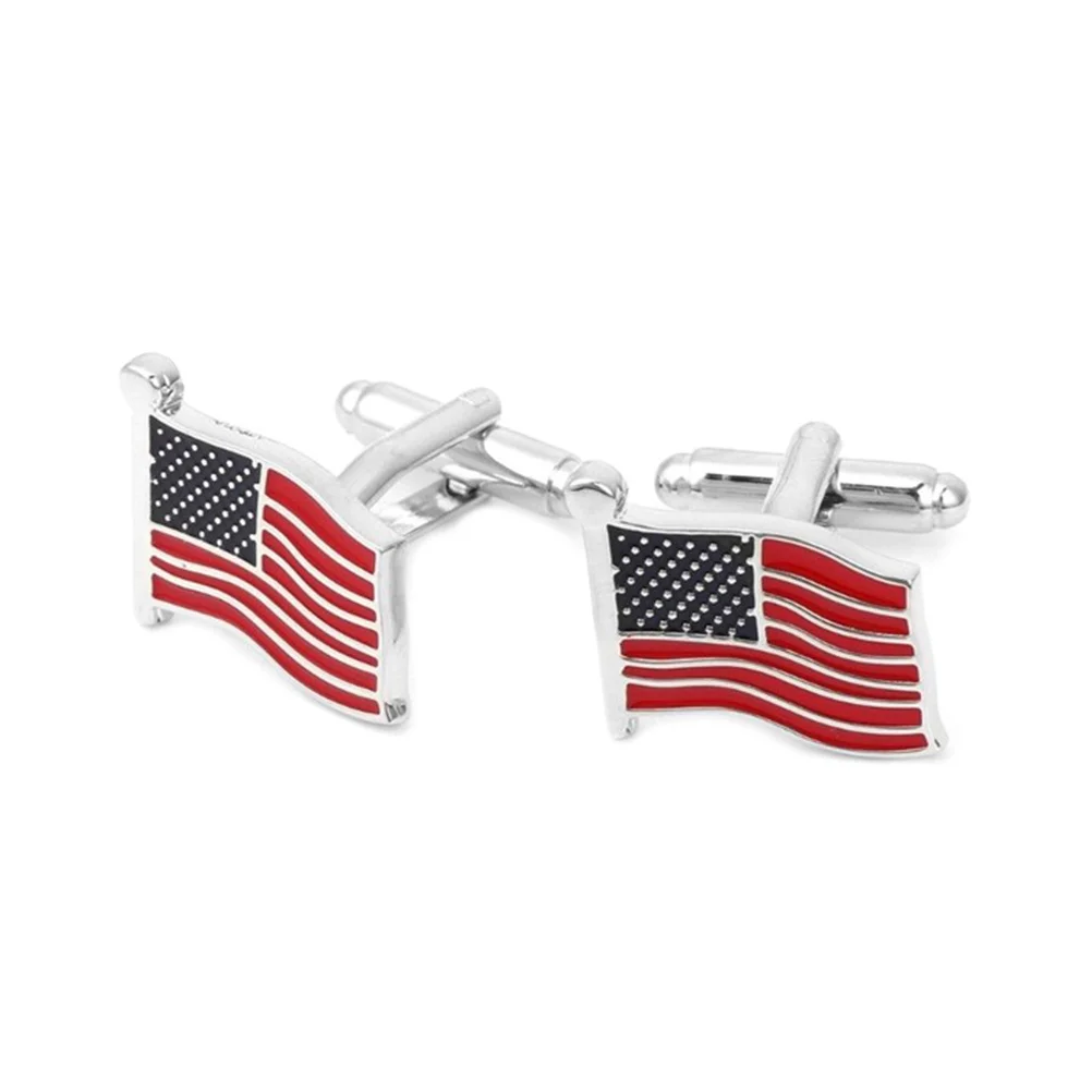 1 Pair American Flag Design Shirt Sleeve Decor Cufflinks Replacement Cuff Studs Male Cuff Links American Flag Cufflinks