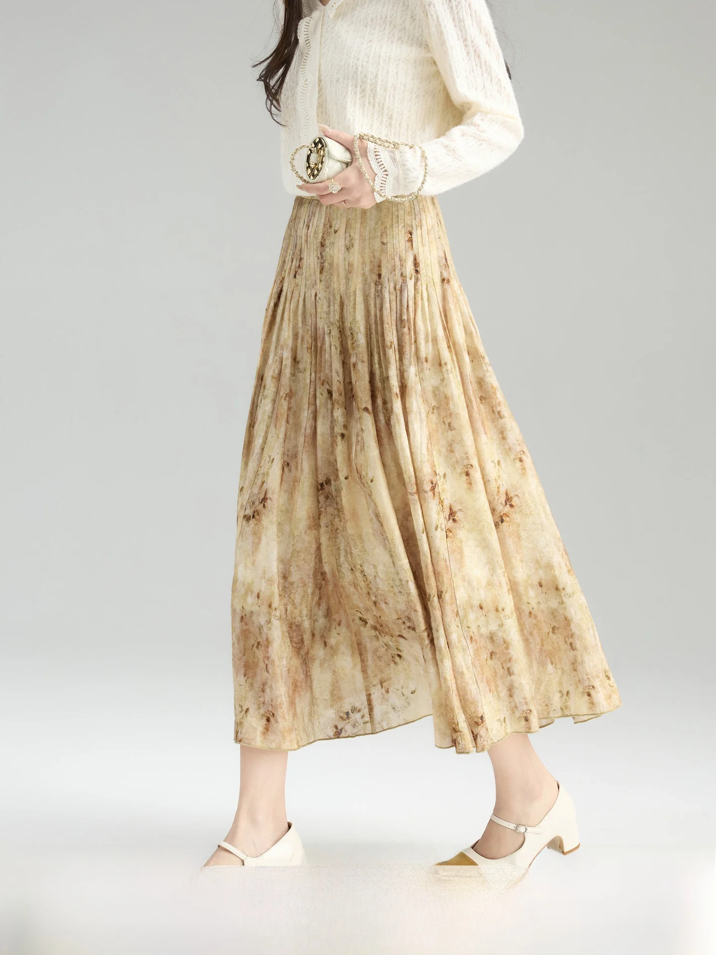 

Chic High Waist Midi Floral Print Half Skirt Women's Spring New Style Versatile A-Line Skirt Elegant City Commute Casual Wear
