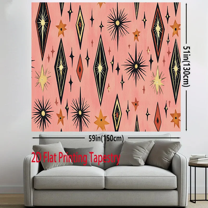 Modern Geometric Starburst Tapestry Wall Hanging Art Deco Abstract Living Room Decor Polyester Fabric Print