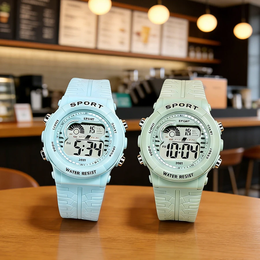1/2pcs Fashion Sports Watch 30M Waterproof 7 Colors LED Backlight Alarm Stopwatch Electronic Wristwatch for Teens Men Women view 2